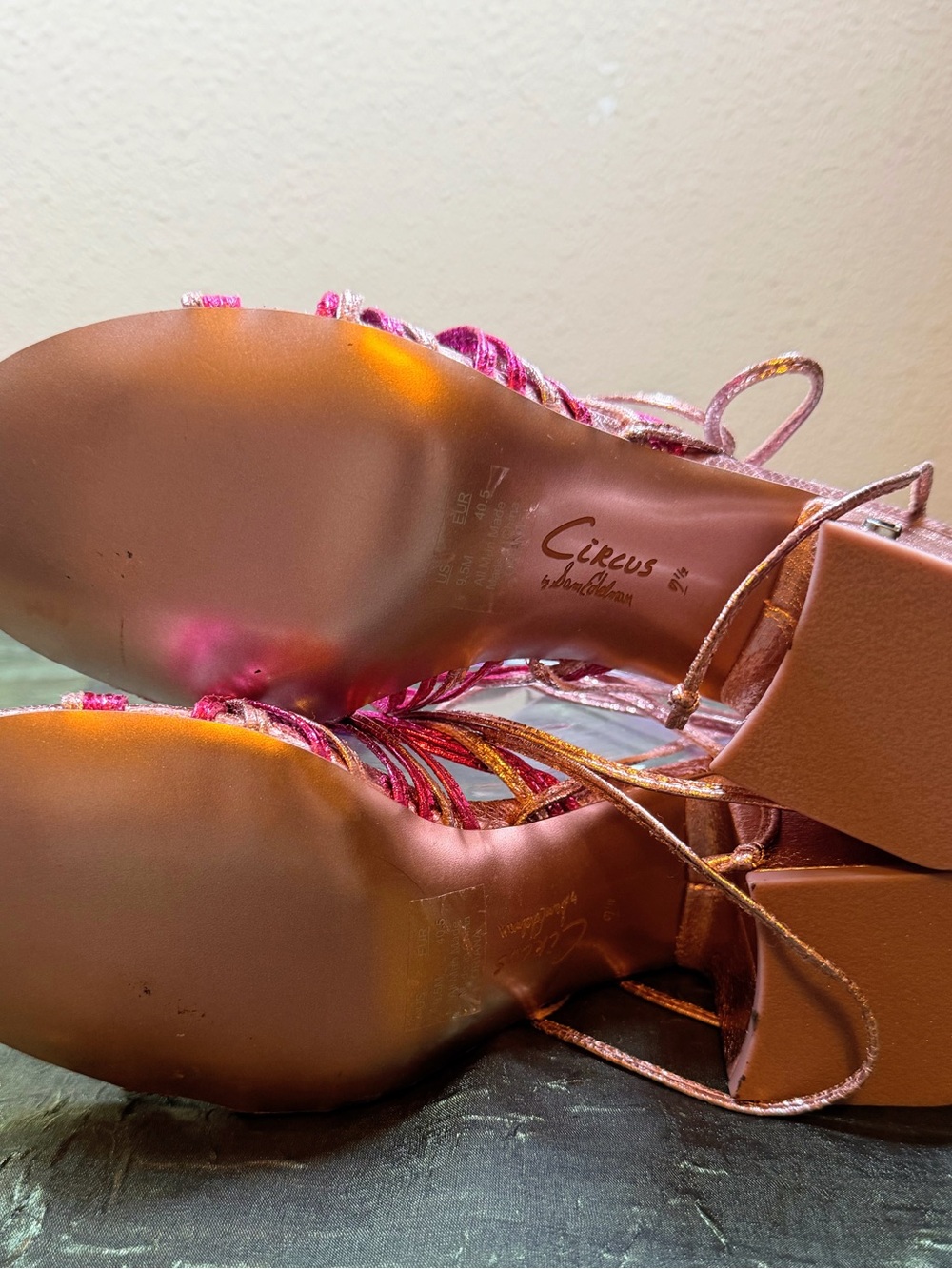 Circus by Sam Edelman “Jocelyn” Multi Pink Colorway Strappy Lace-Up Ankle Heels. - Picture 6 of 7